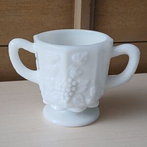 Westmoreland White Milk Glass Sugar Bowl with Floral Design